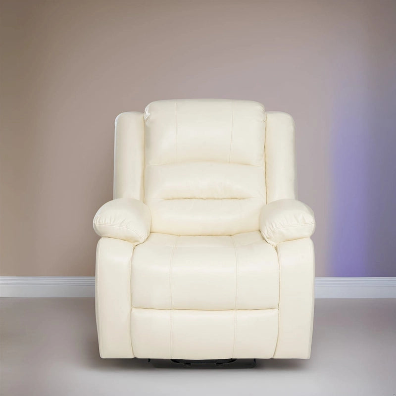 Sillón reclinable elevador eléctrico gris/negro/crema con calor y masaje, asiento individual