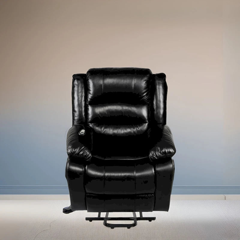 Sillón reclinable elevador eléctrico gris/negro/crema con calor y masaje, asiento individual