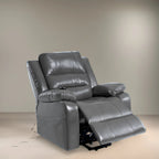 Sillón reclinable elevador eléctrico gris/negro/crema con calor y masaje, asiento individual