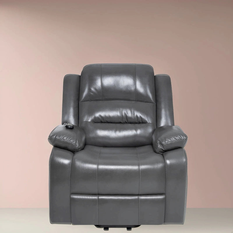 Sillón reclinable elevador eléctrico gris/negro/crema con calor y masaje, asiento individual