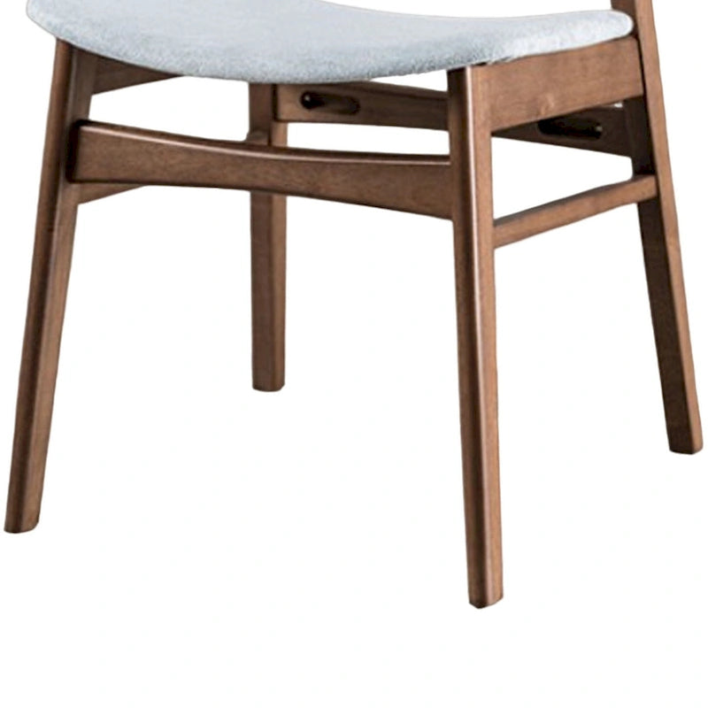 Silla de comedor lateral nogal y gris, respaldo de panel curvo, juego de 2