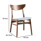 Silla de comedor lateral nogal y gris, respaldo de panel curvo, juego de 2