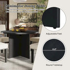 Juego de comedor redondo de 5 piezas, negro/natural, para 4 personas