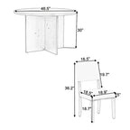 Juego de comedor redondo de 5 piezas, negro/natural, para 4 personas