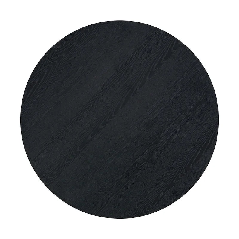 Juego de comedor redondo de 5 piezas, negro/natural, para 4 personas