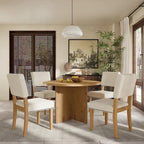 Juego de comedor redondo de 5 piezas, negro/natural, para 4 personas