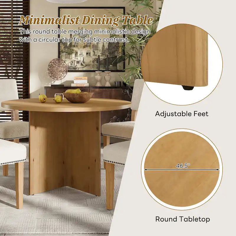 Juego de comedor redondo de 5 piezas, negro/natural, para 4 personas