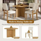 Juego de comedor redondo de 5 piezas, negro/natural, para 4 personas