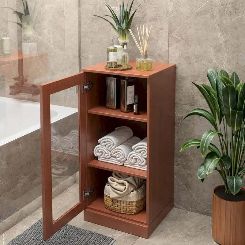 Gabinete de baño de madera maciza multicolor con puertas opcionales, montaje para 1 persona