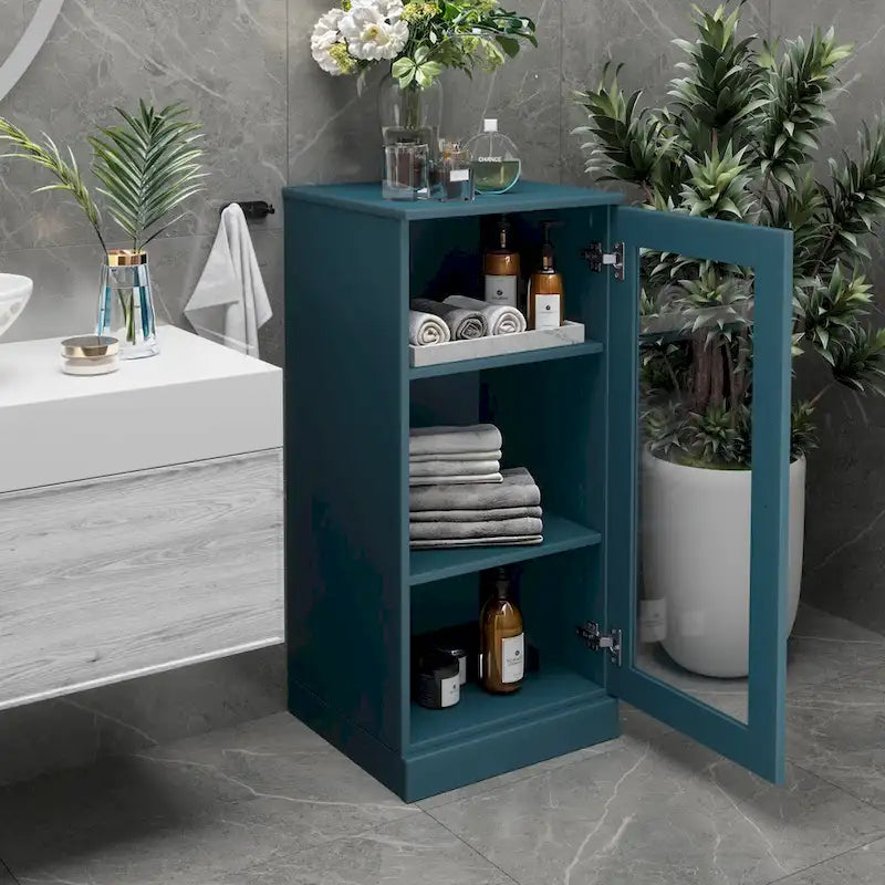 Gabinete de baño de madera maciza multicolor con puertas opcionales, montaje para 1 persona