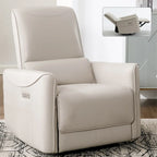 Sillón reclinable giratorio Power Glider de color beige/gris/marrón amarillento/azul, individual