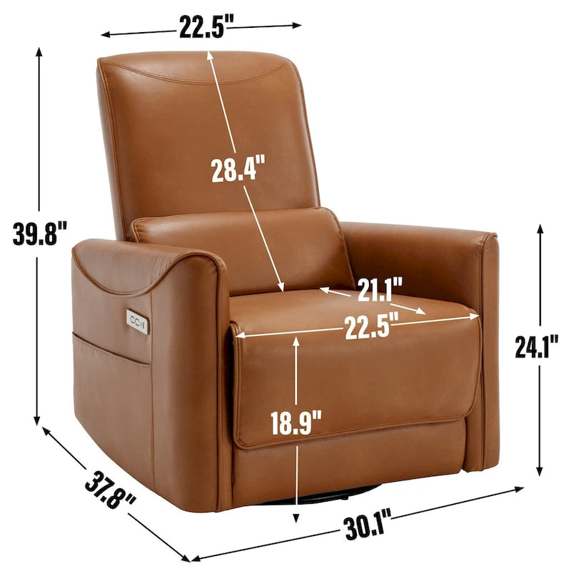 Sillón reclinable giratorio Power Glider de color beige/gris/marrón amarillento/azul, individual
