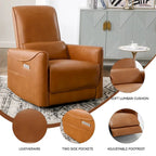 Sillón reclinable giratorio Power Glider de color beige/gris/marrón amarillento/azul, individual