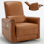 Sillón reclinable giratorio Power Glider de color beige/gris/marrón amarillento/azul, individual