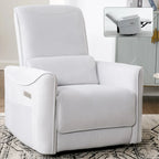 Sillón reclinable giratorio Power Glider de color beige/gris/marrón amarillento/azul, individual