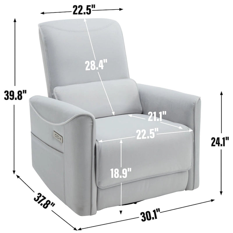 Sillón reclinable giratorio Power Glider de color beige/gris/marrón amarillento/azul, individual