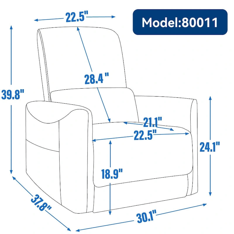 Sillón reclinable giratorio Power Glider de color beige/gris/marrón amarillento/azul, individual
