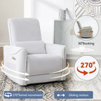 Sillón reclinable giratorio Power Glider de color beige/gris/marrón amarillento/azul, individual