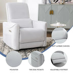 Sillón reclinable giratorio Power Glider de color beige/gris/marrón amarillento/azul, individual