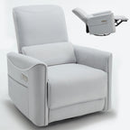 Sillón reclinable giratorio Power Glider de color beige/gris/marrón amarillento/azul, individual