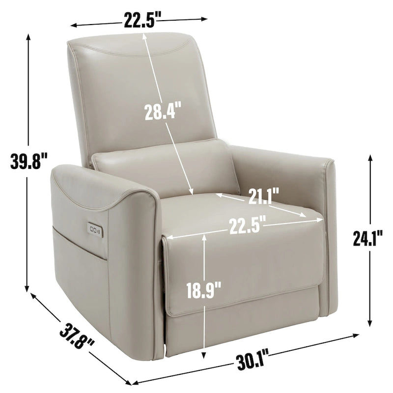 Sillón reclinable giratorio Power Glider de color beige/gris/marrón amarillento/azul, individual
