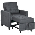 Sofá cama convertible gris oscuro con tacto de lino, 1-2 personas
