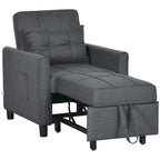 Sofá cama convertible gris oscuro con tacto de lino, 1-2 personas