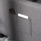 Sofá cama convertible gris oscuro con tacto de lino, 1-2 personas