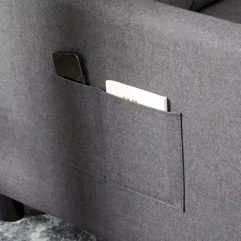 Sofá cama convertible gris oscuro con tacto de lino, 1-2 personas