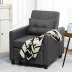 Sofá cama convertible gris oscuro con tacto de lino, 1-2 personas