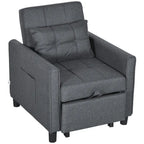 Sofá cama convertible gris oscuro con tacto de lino, 1-2 personas