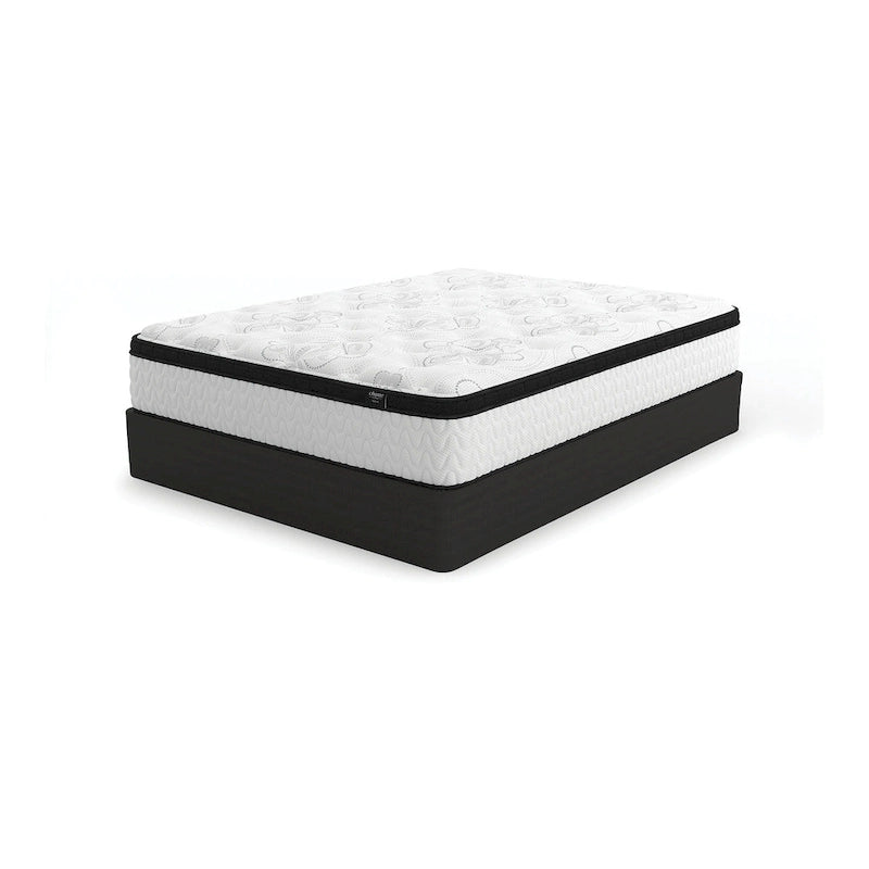 Juego de colchón híbrido blanco/negro y base ajustable – 2 personas, 30 cm