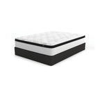 Juego de colchón híbrido blanco/negro y base ajustable – 2 personas, 30 cm