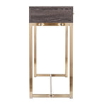 Mesa consola de transición de roble negro/latón antiguo con cajón