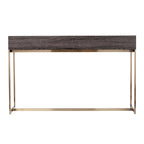 Mesa consola de transición de roble negro/latón antiguo con cajón