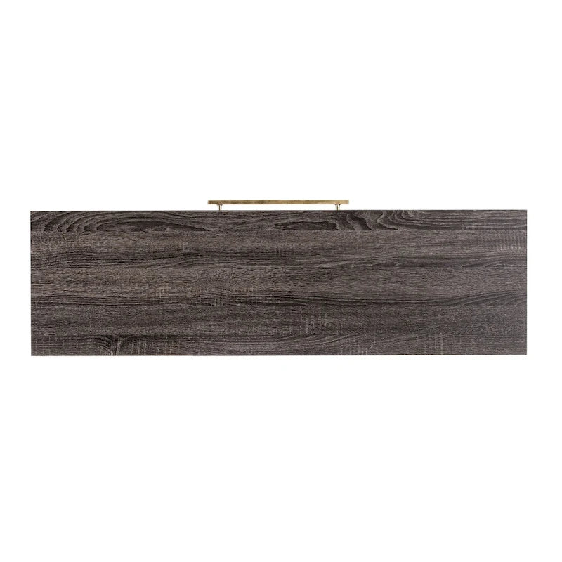 Mesa consola de transición de roble negro/latón antiguo con cajón