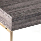 Mesa consola de transición de roble negro/latón antiguo con cajón