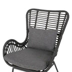 Juego de conversación para exterior de mimbre gris/beige con otomanas, 4 piezas, 2 personas