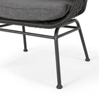 Juego de conversación para exterior de mimbre gris/beige con otomanas, 4 piezas, 2 personas