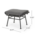 Juego de conversación para exterior de mimbre gris/beige con otomanas, 4 piezas, 2 personas