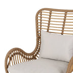 Juego de conversación para exterior de mimbre gris/beige con otomanas, 4 piezas, 2 personas