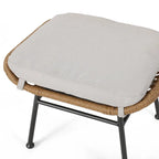 Juego de conversación para exterior de mimbre gris/beige con otomanas, 4 piezas, 2 personas