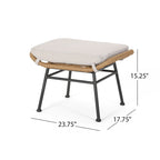 Juego de conversación para exterior de mimbre gris/beige con otomanas, 4 piezas, 2 personas