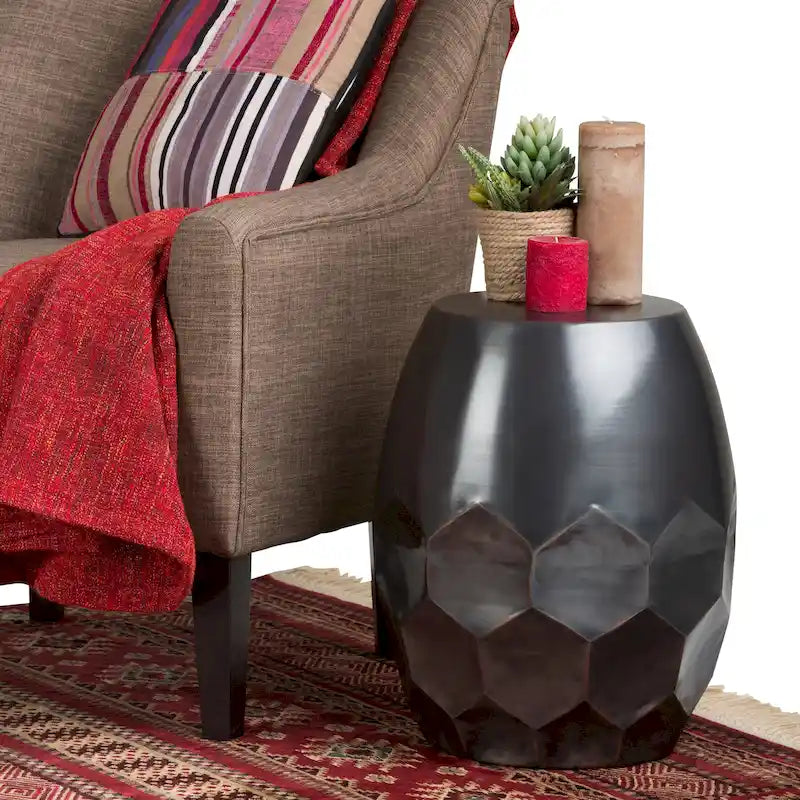 Mesa auxiliar metálica de nido de abeja de cobre/plata/oro/pátina, un solo uso