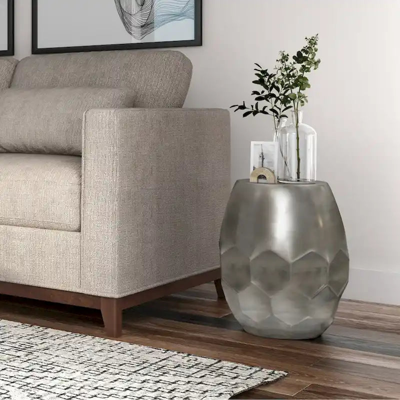 Mesa auxiliar metálica de nido de abeja de cobre/plata/oro/pátina, un solo uso