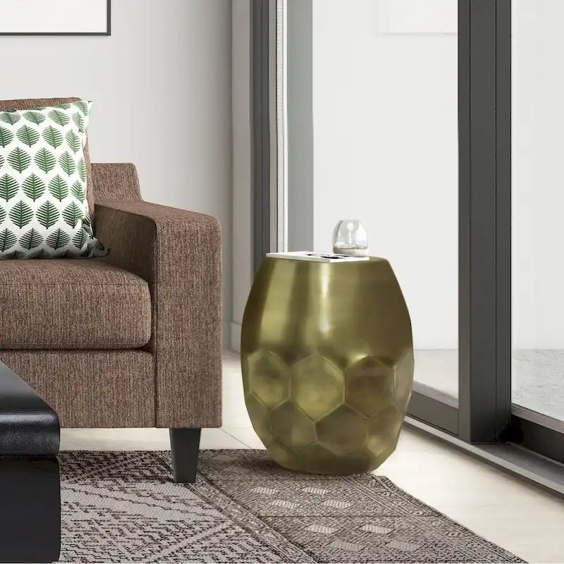 Mesa auxiliar metálica de nido de abeja de cobre/plata/oro/pátina, un solo uso