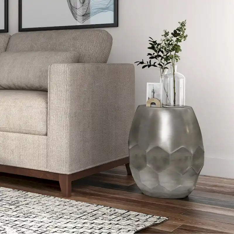 Mesa auxiliar metálica de nido de abeja de cobre/plata/oro/pátina, un solo uso