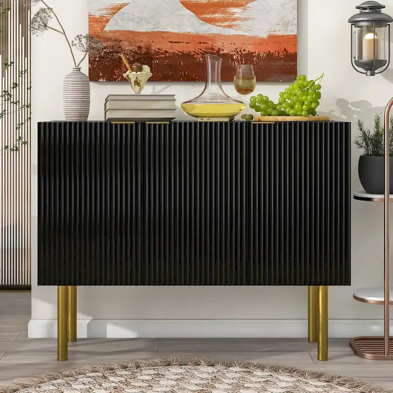 Mesa aparador de entrada Mesa auxiliar Gabinete con patas de metal dorado - 47.2L x 16.5W x 36.6H