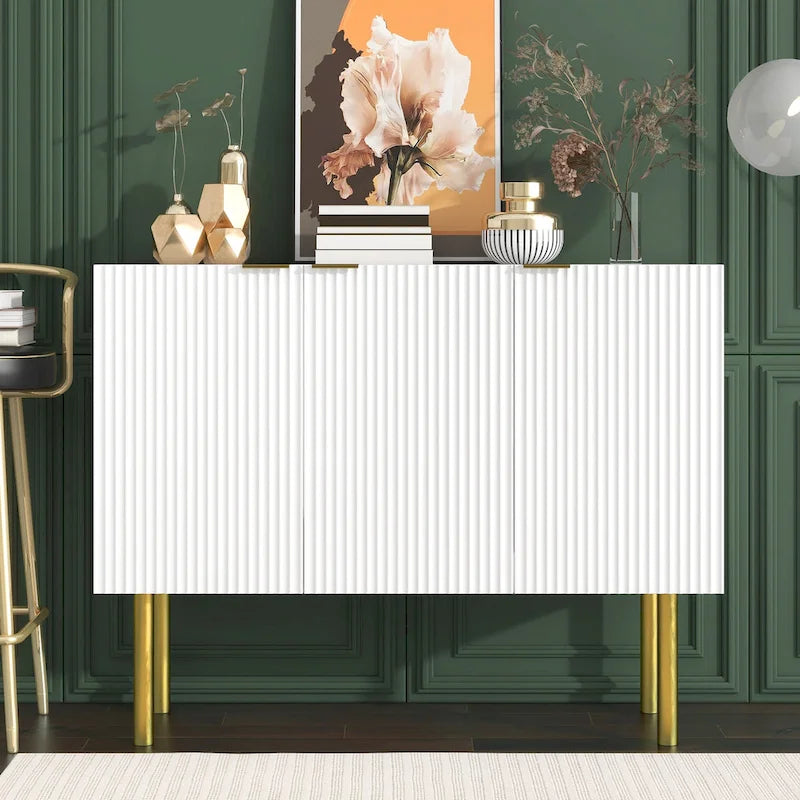 Mesa aparador de entrada Mesa auxiliar Gabinete con patas de metal dorado - 47.2L x 16.5W x 36.6H