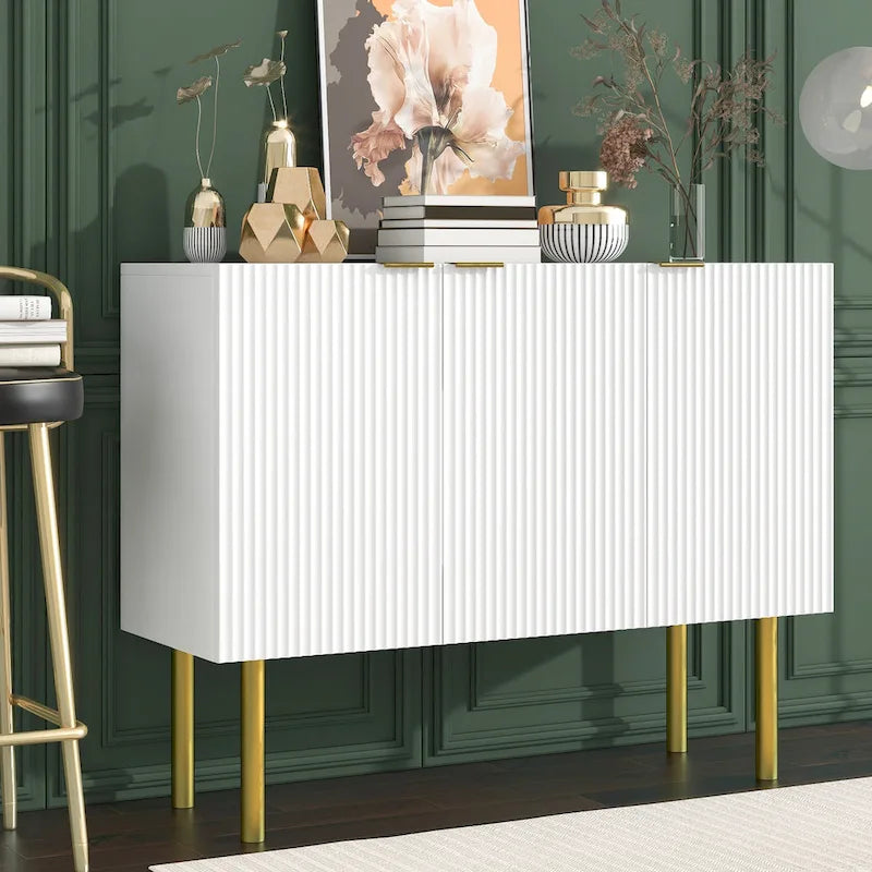 Mesa aparador de entrada Mesa auxiliar Gabinete con patas de metal dorado - 47.2L x 16.5W x 36.6H